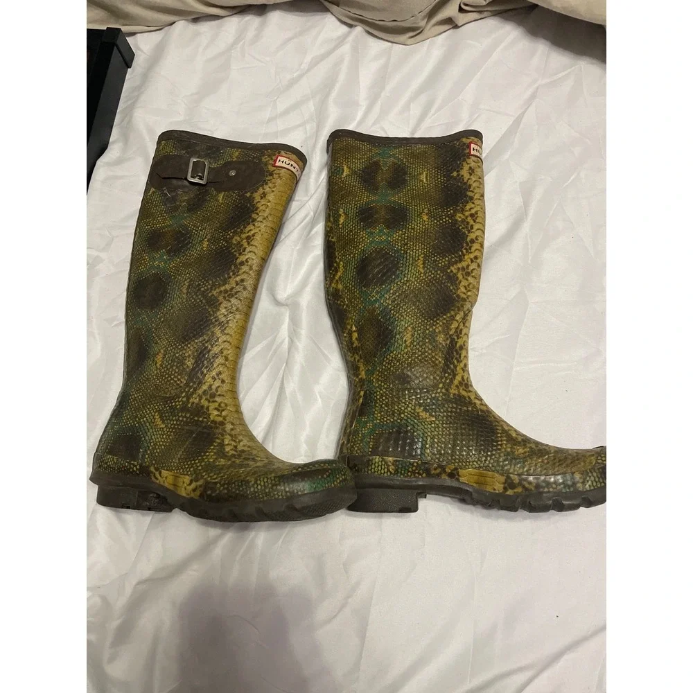NEW Hunter Multicolor Carnaby Snake Side Buckle Rain Boot Size 6‎